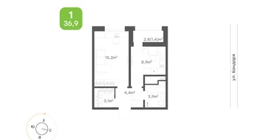 1-к. квартира, 36 м²