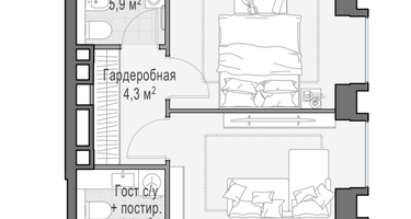 2-к. квартира, 55 м²
