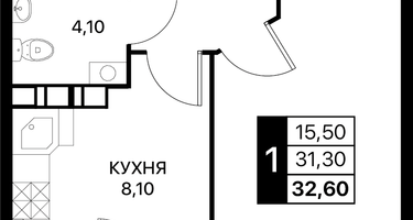 1-к. квартира, 32&nbsp;м²