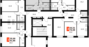 1-к. квартира, 40&nbsp;м²
