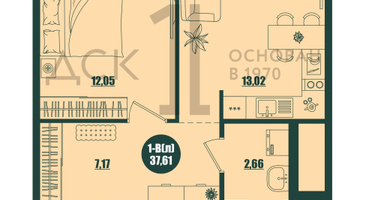 1-к. квартира, 37&nbsp;м²