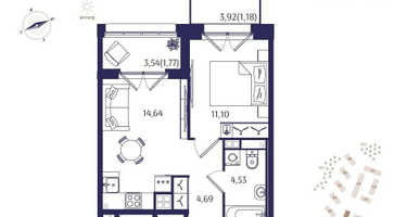 1-к. квартира, 37 м²