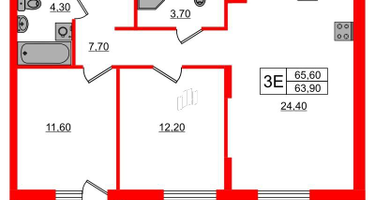 2-к. квартира, 65&nbsp;м²