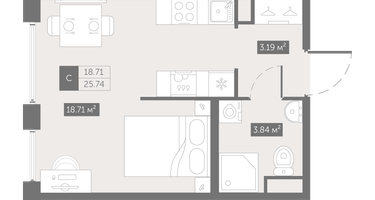 Студия, 25&nbsp;м²
