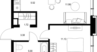 1-к. квартира, 38&nbsp;м²