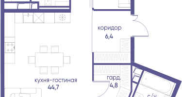 4-к. квартира, 128&nbsp;м²