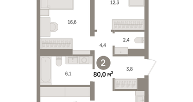 2-к. квартира, 80&nbsp;м²