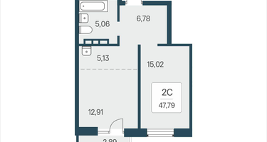 2-к. квартира, 47&nbsp;м²