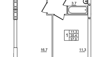 1-к. квартира, 37 м²