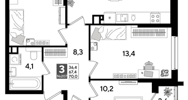 3-к. квартира, 68&nbsp;м²