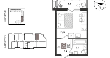 Студия, 24&nbsp;м²