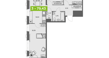 Студия, 79&nbsp;м²