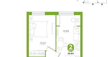 2-к. квартира, 36&nbsp;м²