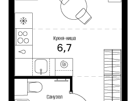 Студия, 23 м²