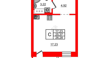 Студия, 26&nbsp;м²