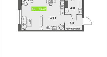 Студия, 33&nbsp;м²