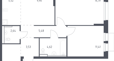Студия, 62&nbsp;м²