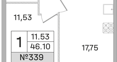 1-к. квартира, 46&nbsp;м²