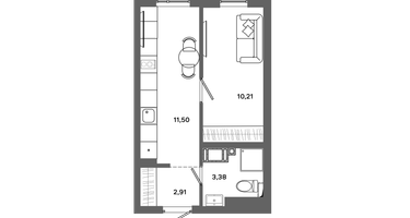 1-к. квартира, 27&nbsp;м²