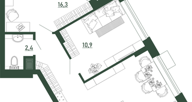 2-к. квартира, 55 м²