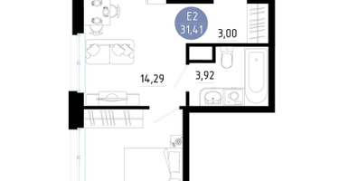 1-к. квартира, 31&nbsp;м²