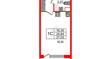 Студия, 24 м²