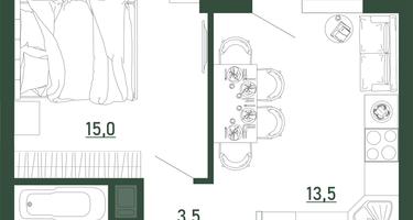 1-к. квартира, 37 м²