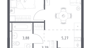 Студия, 34&nbsp;м²