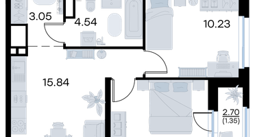2-к. квартира, 45&nbsp;м²