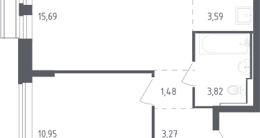 Студия, 38&nbsp;м²