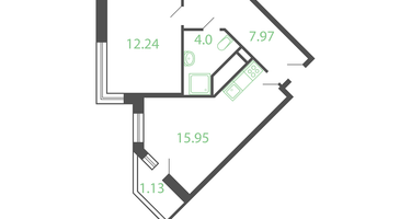 1-к. квартира, 42&nbsp;м²