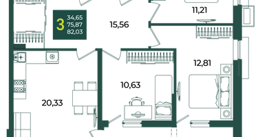 3-к. квартира, 86&nbsp;м²