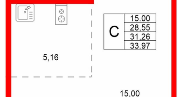 Студия, 31 м²