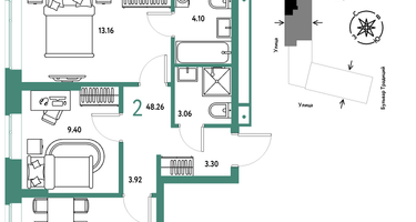 2-к. квартира, 48&nbsp;м²