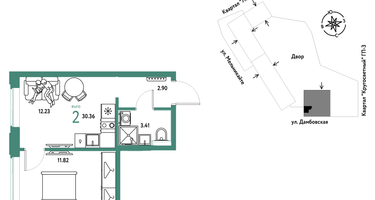 2-к. квартира, 30&nbsp;м²