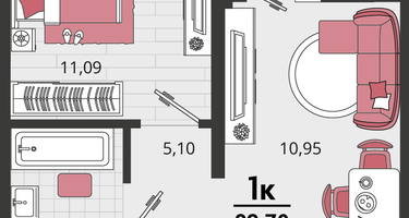 2-к. квартира, 39&nbsp;м²