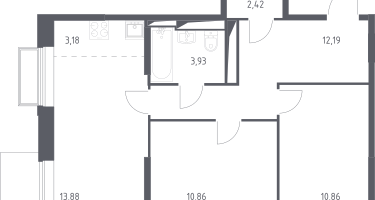 Студия, 57&nbsp;м²