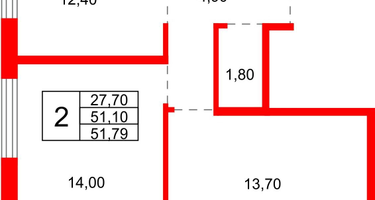 2-к. квартира, 51&nbsp;м²