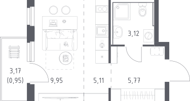 Студия, 24&nbsp;м²