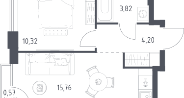 Студия, 34&nbsp;м²