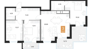 3-к. квартира, 96&nbsp;м²