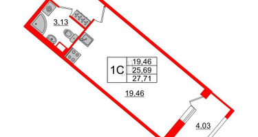 Студия, 25&nbsp;м²