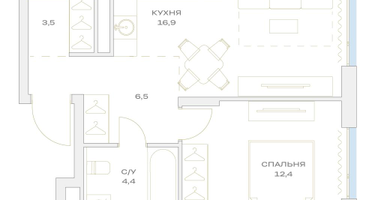 2-к. квартира, 43 м²
