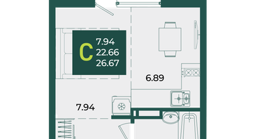 Студия, 26&nbsp;м²