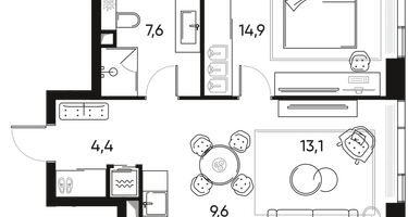 2-к. квартира, 50&nbsp;м²