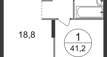 1-к. квартира, 41 м²