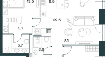 3-к. квартира, 90&nbsp;м²