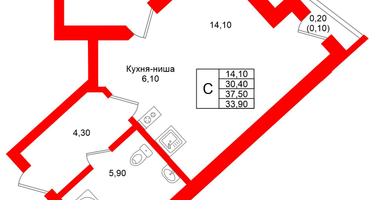 Студия, 33 м²