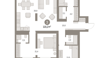 3-к. квартира, 115&nbsp;м²
