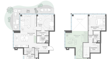 2-к. квартира, 126 м²